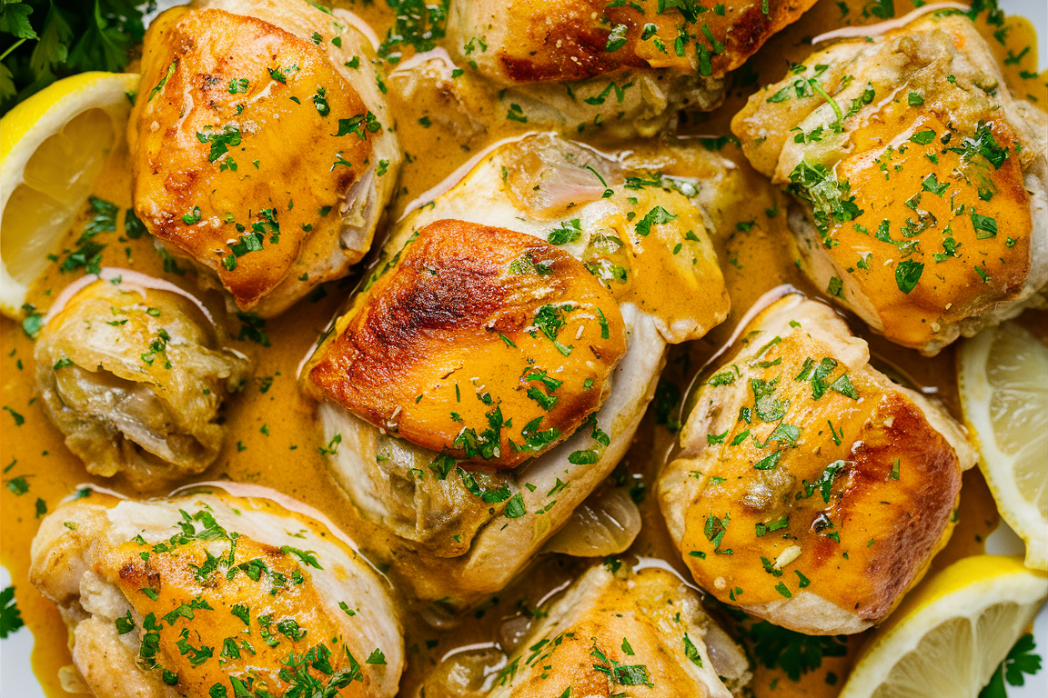 Golden, pan-seared garlic butter chicken breasts with a rich, flavorful sauce.